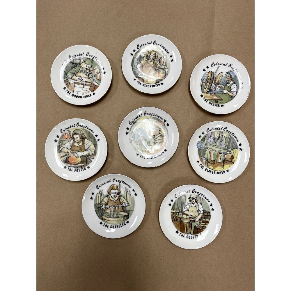 Vintage 1975 Colonial Craftsmen Mini Decorative Wall Plates Set of 8 Japan